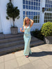 Ella Satin V-neck Dress - Pistachio