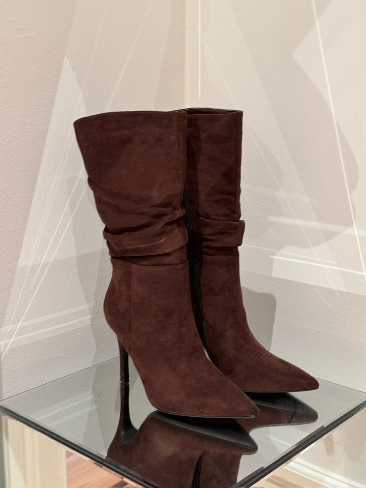 Sasha Suede Stiletto Boots - Chocolate Brown