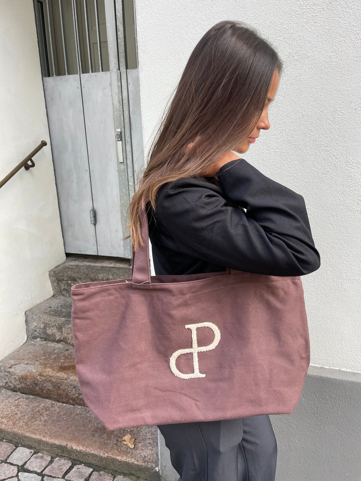 Vilma Tote Bag Medium - Dark Brown/Mini Logo
