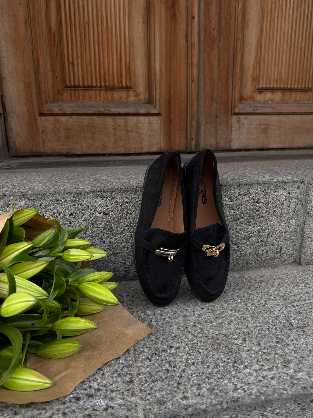 Lianna Buckle Loafers - Black
