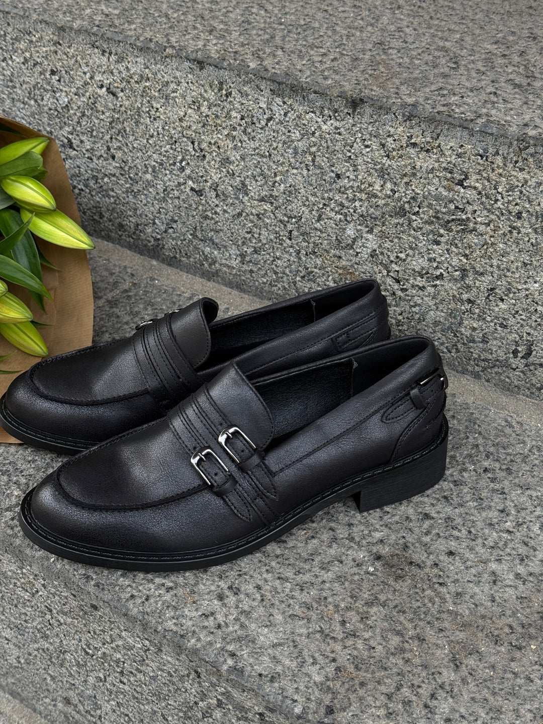 Katja Buckle Loafers - Black