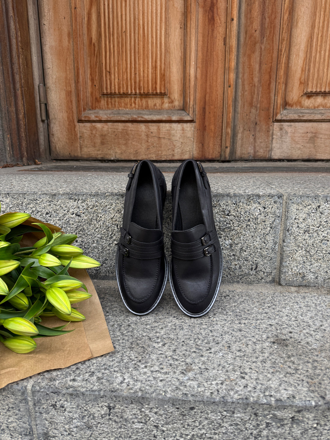 Katja Buckle Loafers - Black