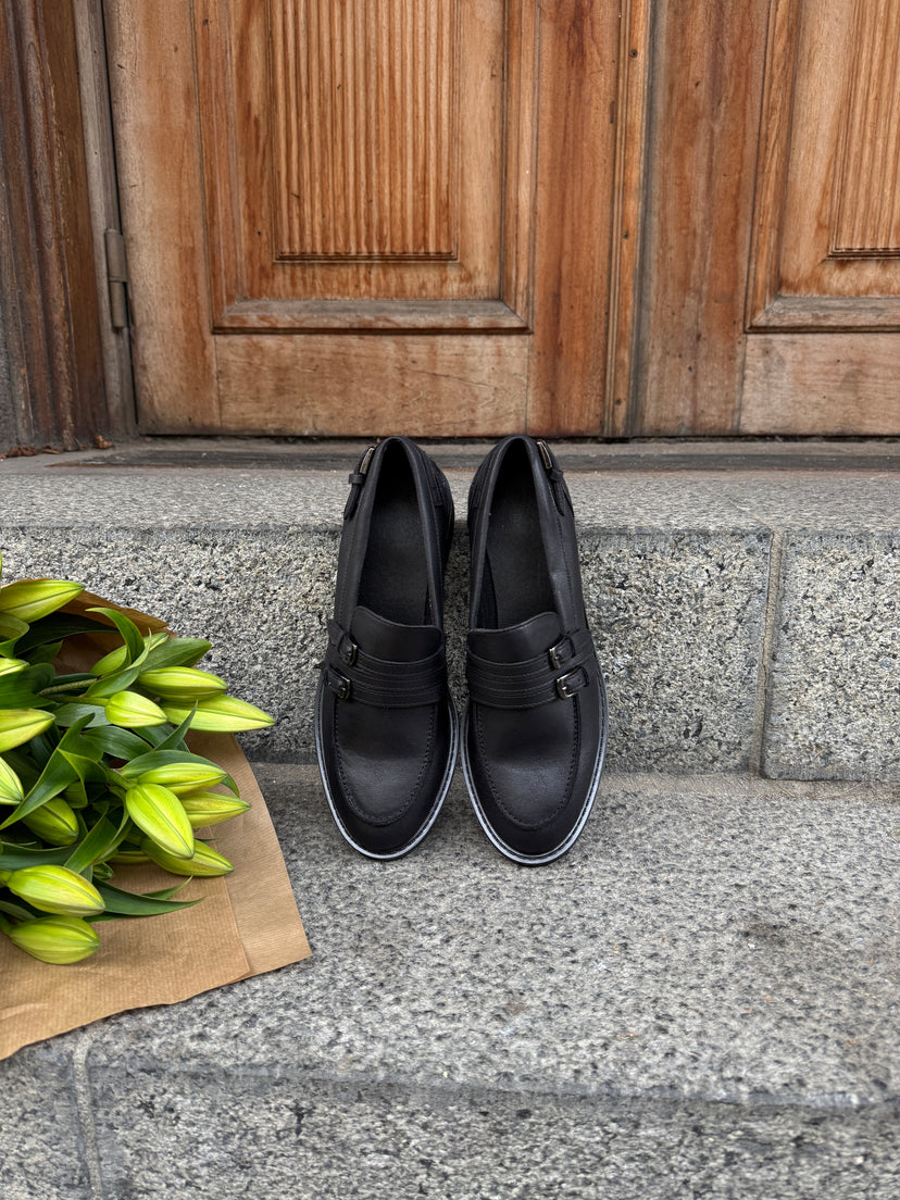 Katja Buckle Loafers - Black