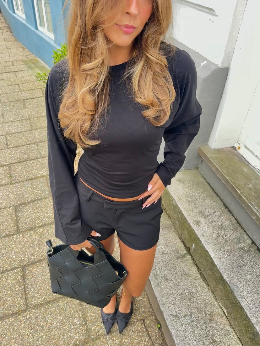 Klara Long Sleeve Waisted Top - Black