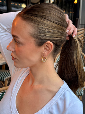 Elna Swirl Stone Earrings - Gold Plated