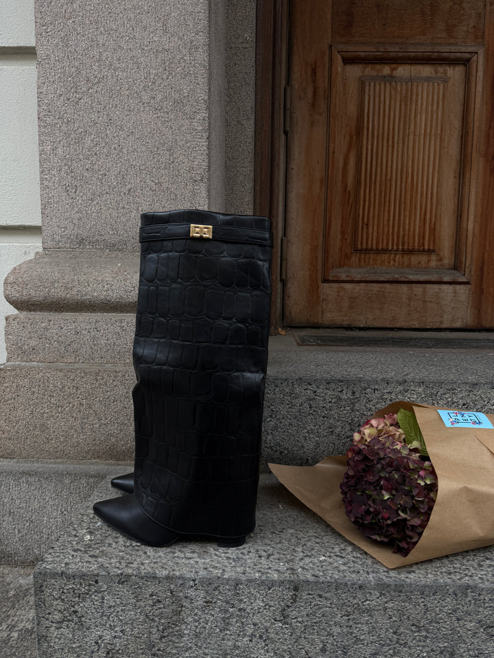 Tilda Faux Leather Boots - Black