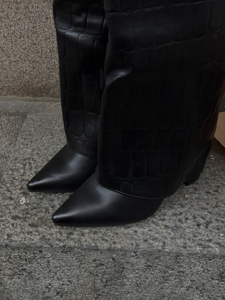 Tilda Faux Leather Boots - Black