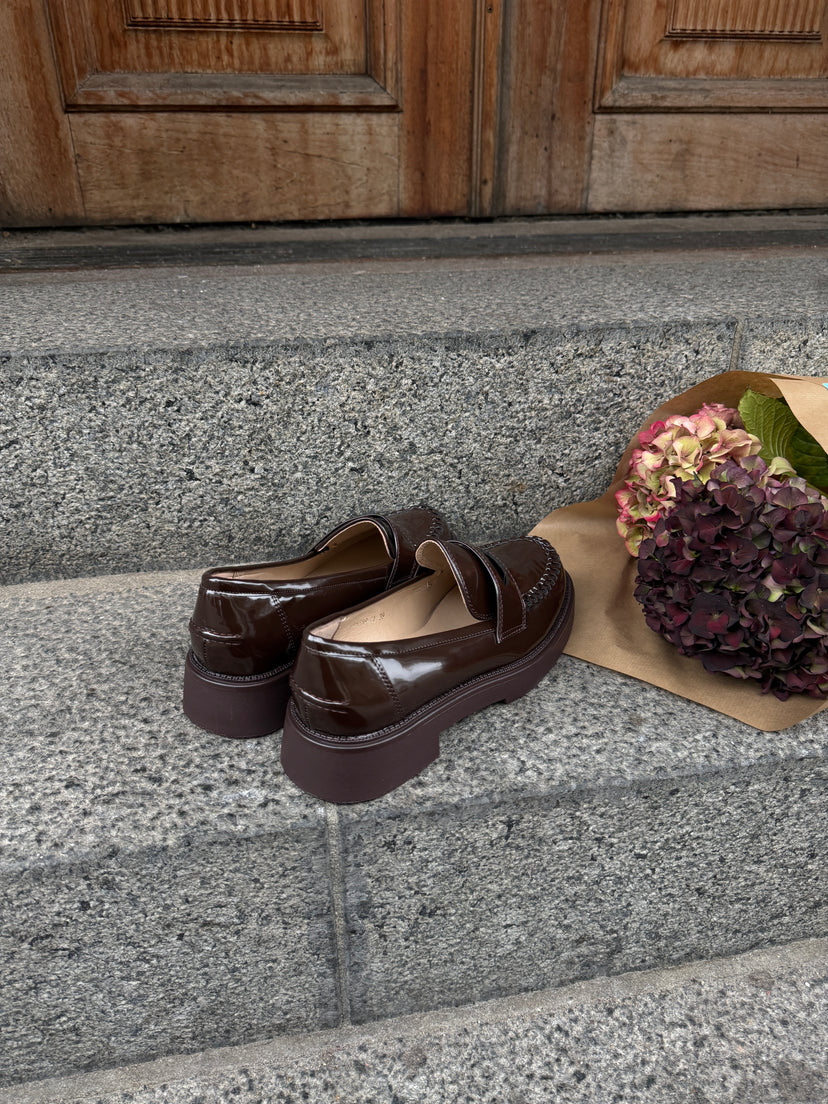 Laura Patent Loafers - Dark Brown