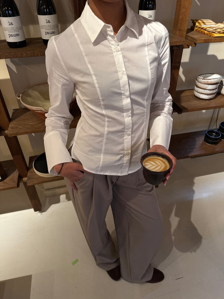 Georgina Waisted Shirt - White