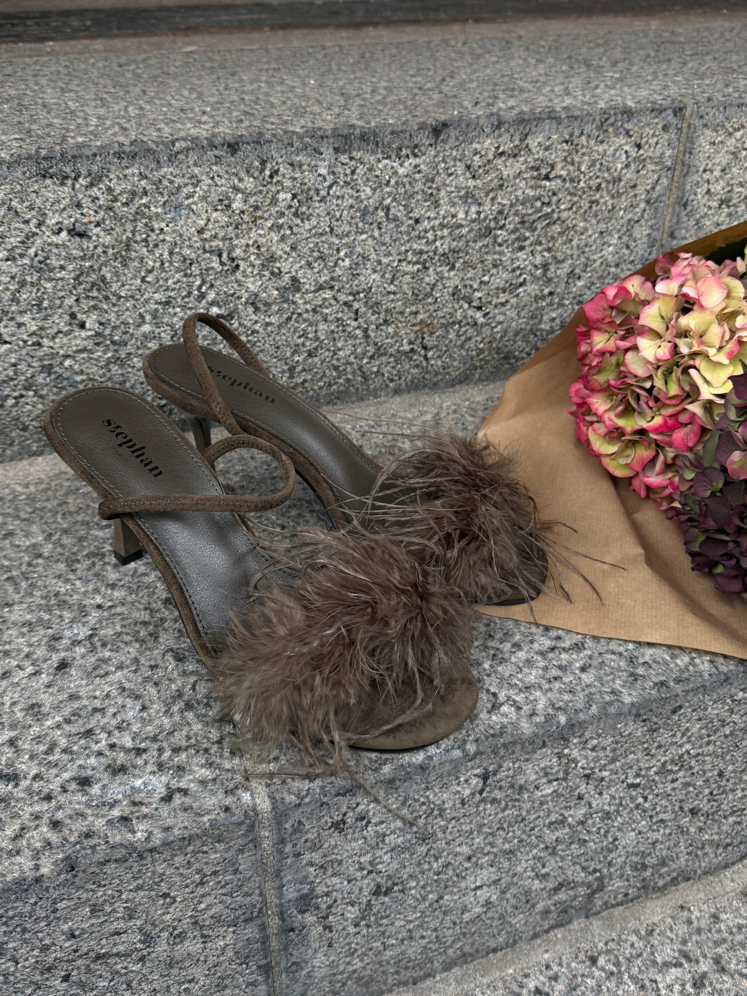 Wilma Feather Heel - Dark Green