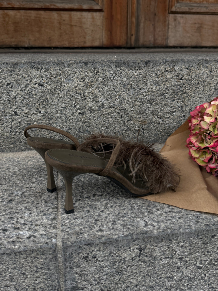 Wilma Feather Heel - Dark Green