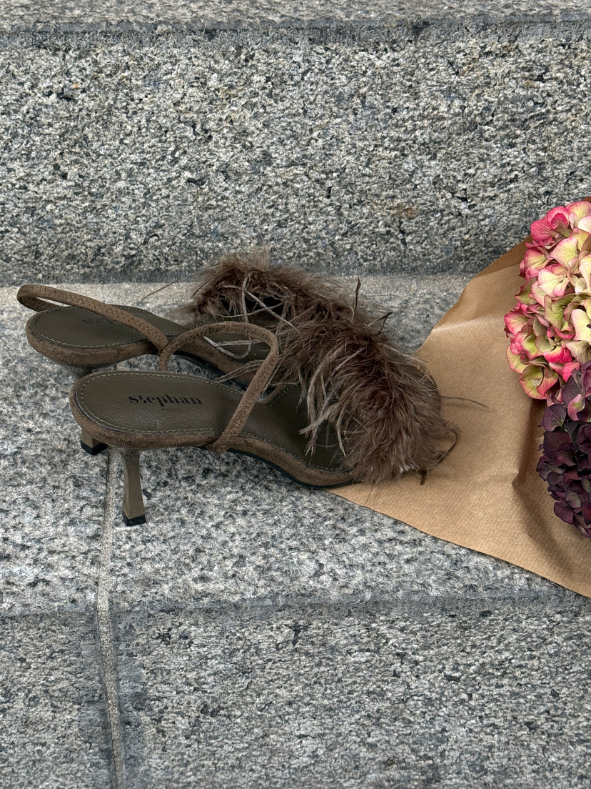 Wilma Feather Heel - Dark Green