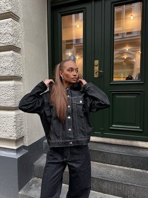 Luna Hooded Denim Jacket - Black Rinse