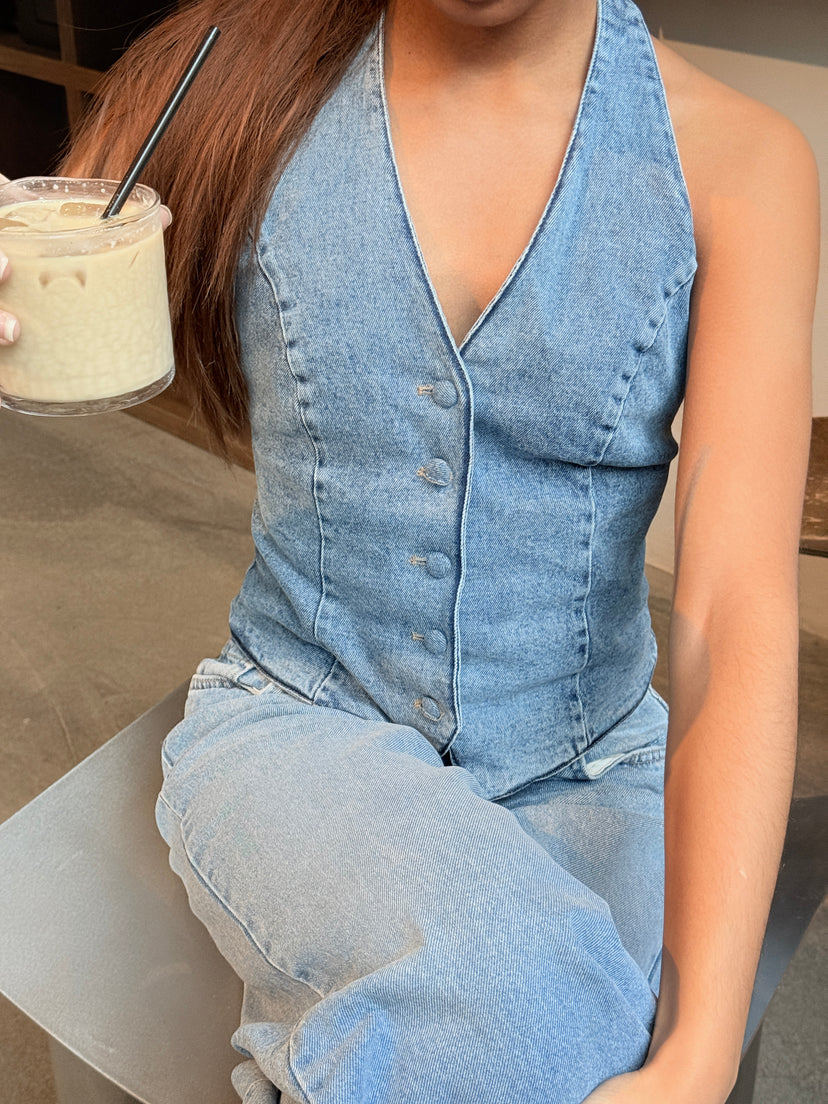 Cecilia Denim Vest - Medium Blue