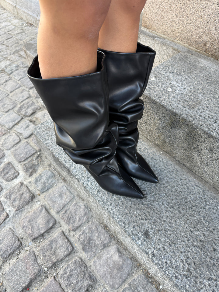 Alberte Faux Leather Boots - Black