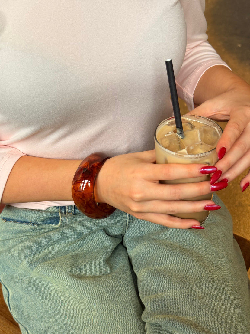 Lilian Chunky Bangle - Amber Brown