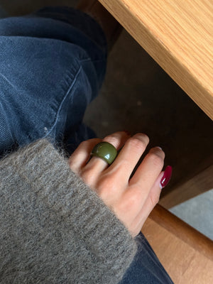 Lisa Round Chunky Ring - Forest Green