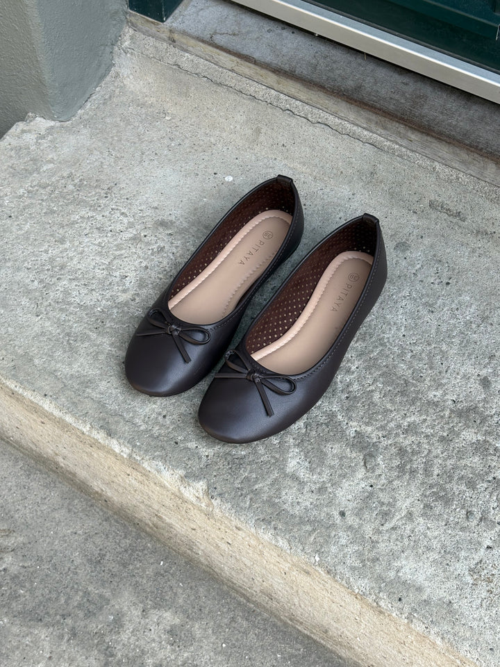 Dora Bow Ballerina - Dark Brown