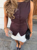 Line Nora Linen Vest - Dark Brown