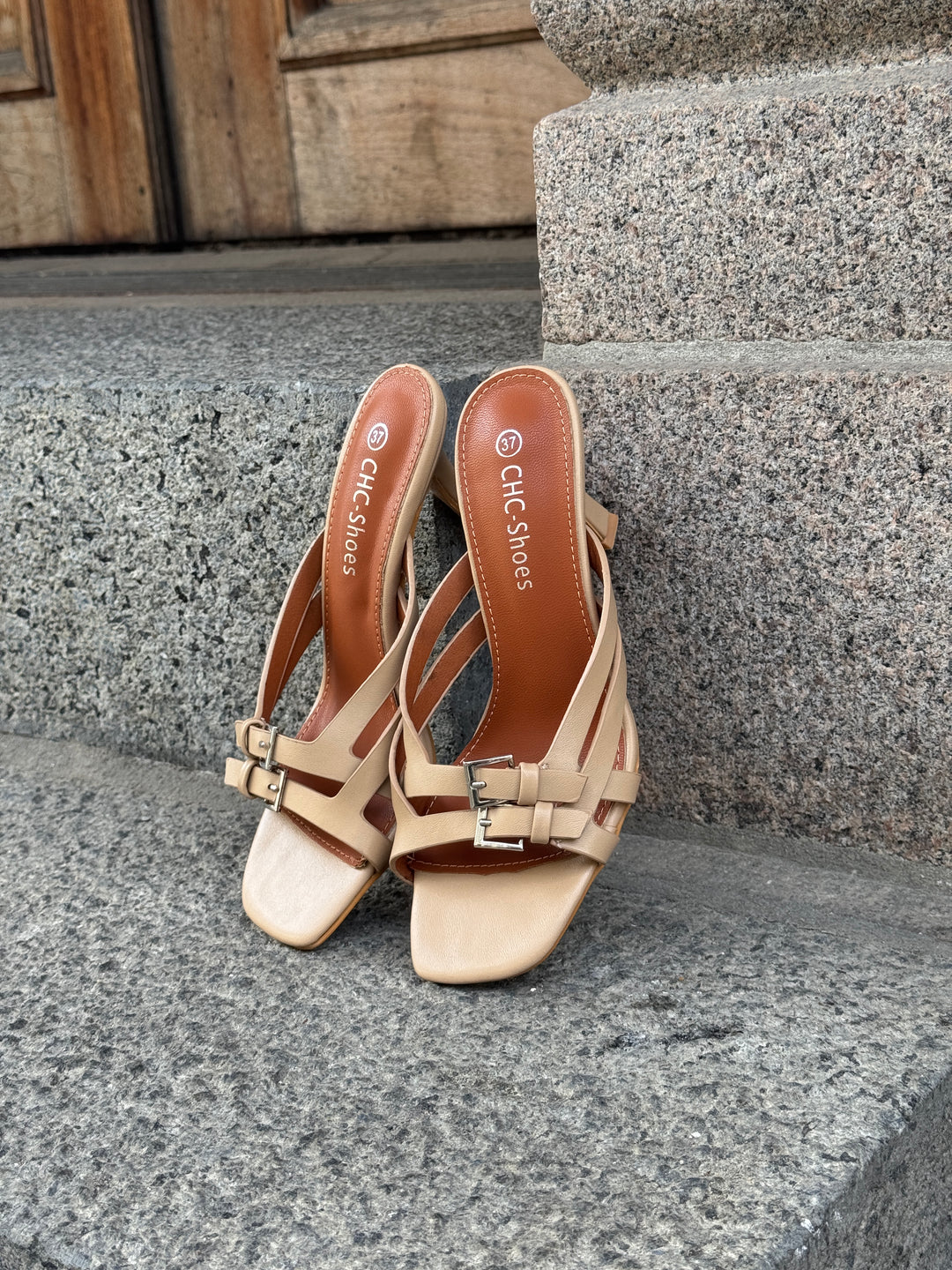 Chelsea Buckle Strap Heel - Brown