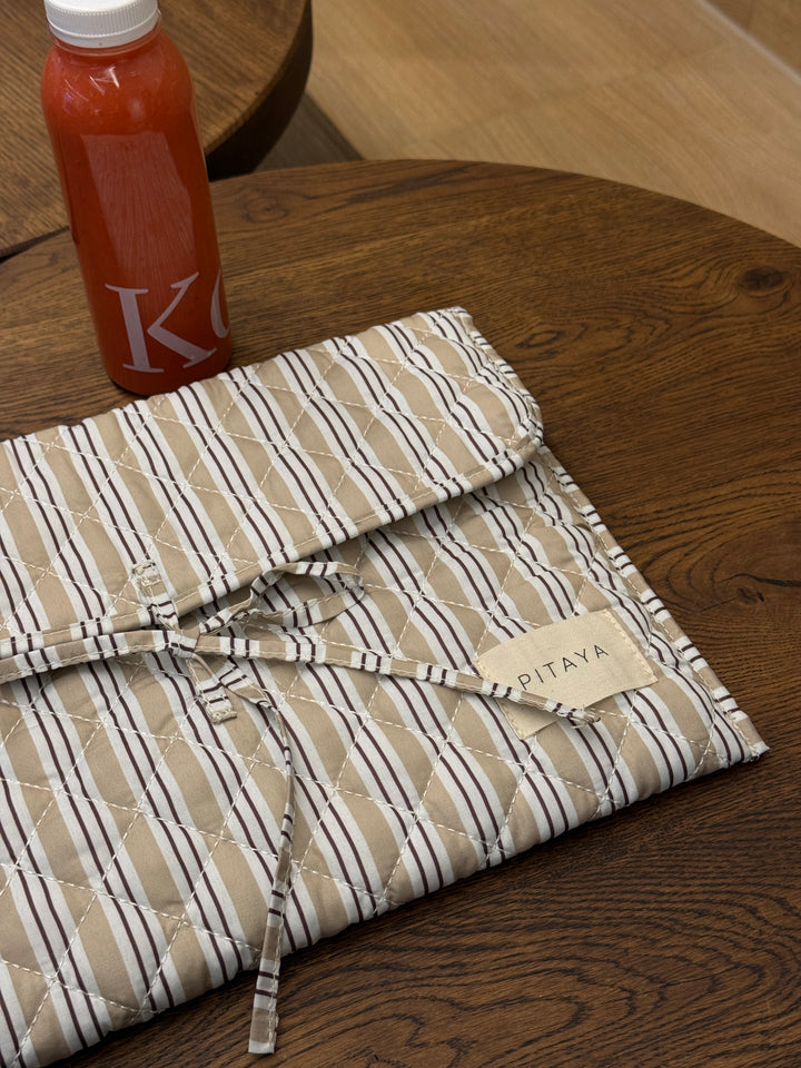 Mira Bow Computer Sleeve - Dark Beige Double Stripe