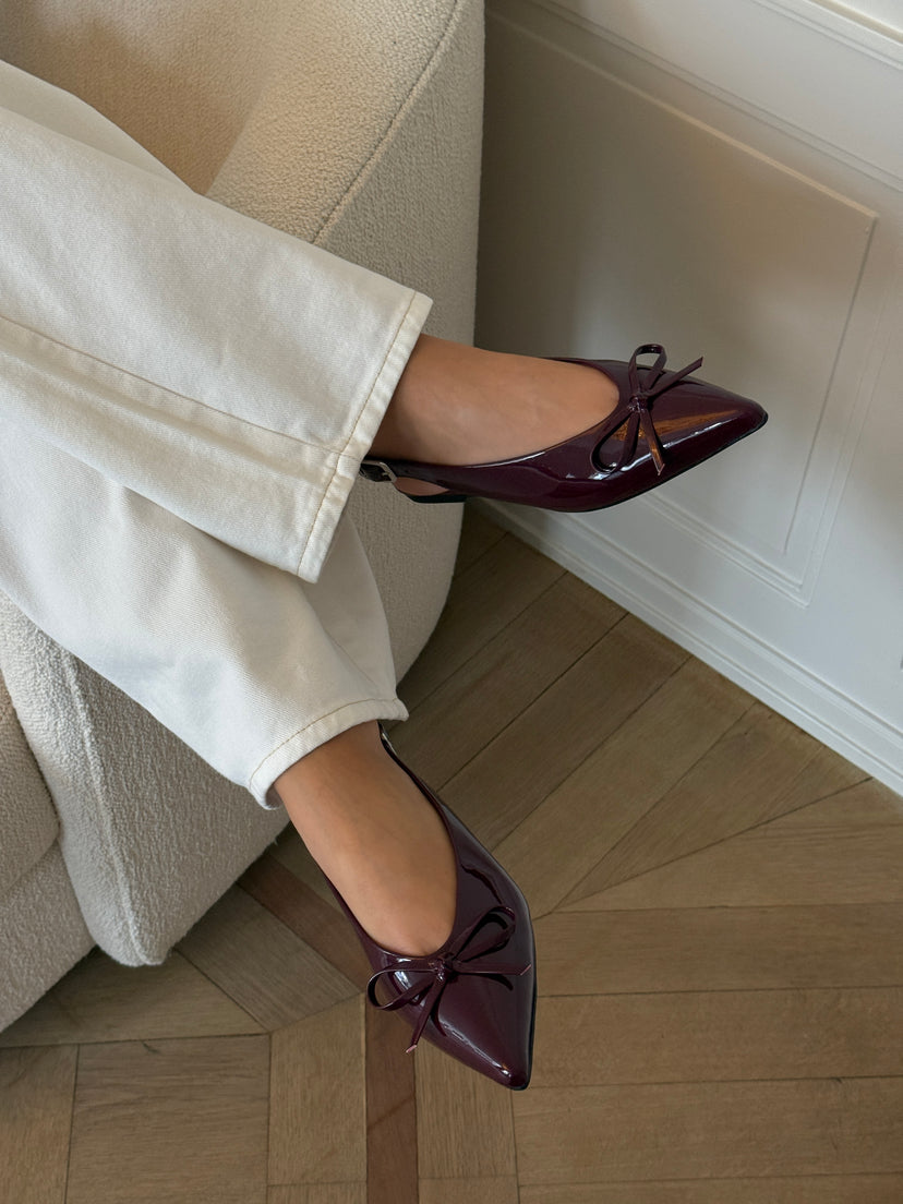 Patricia Slingback Bow Ballerina - Shiny Plum