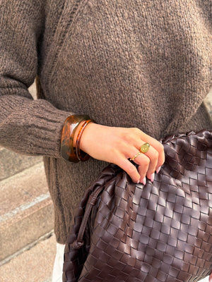 Sigga Horn Bangle Bracelet - Dark Brown