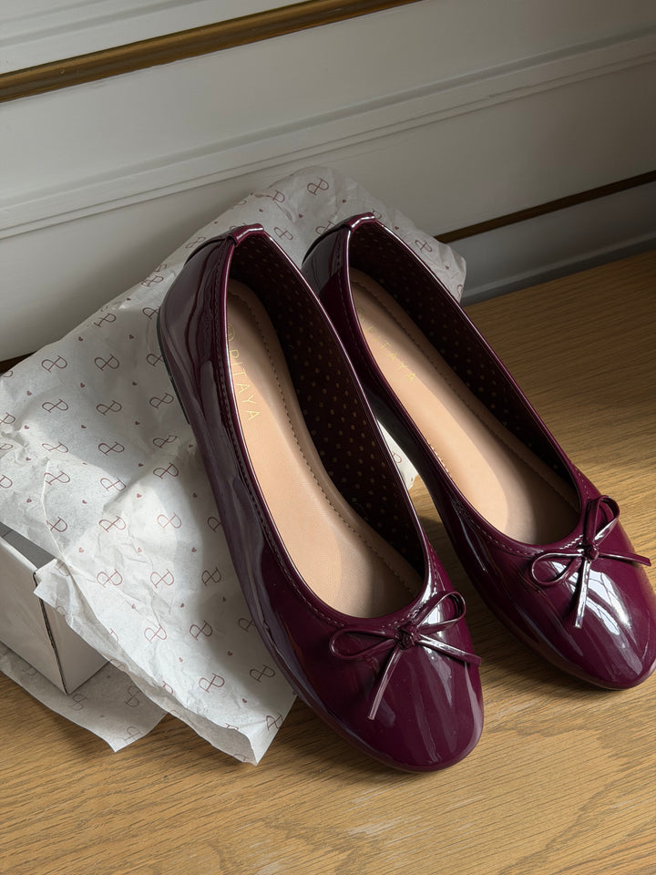 Dora Bow Ballerina - Shiny Plum
