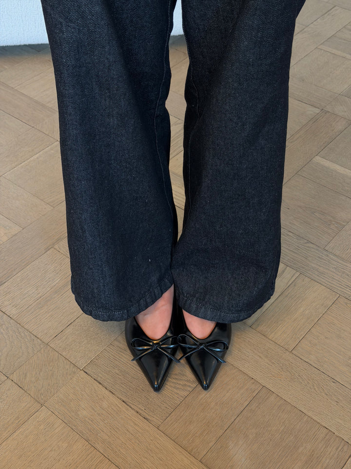 Patricia Slingback Bow Ballerina - Shiny Black