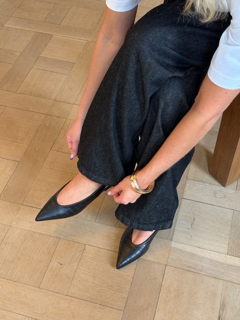 Patricia Slingback Ballerina - Black Crocodile