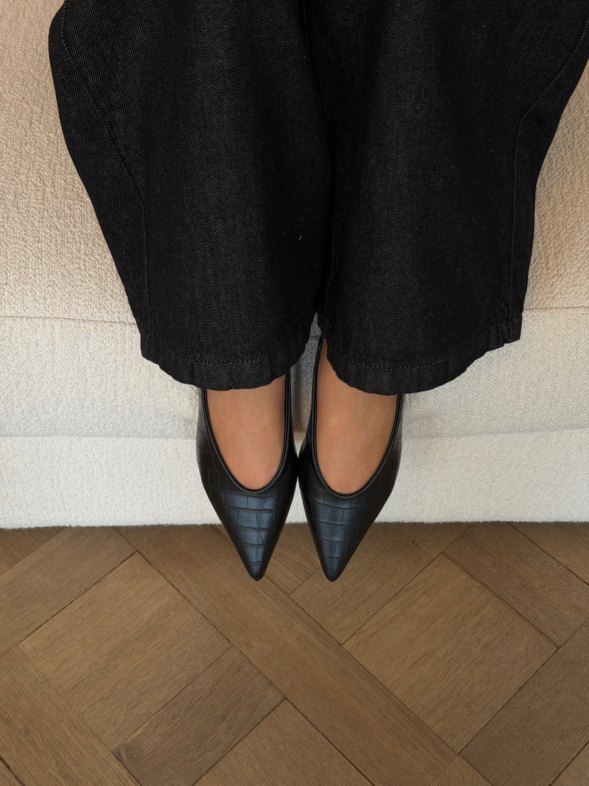 Patricia Slingback Ballerina - Black Crocodile