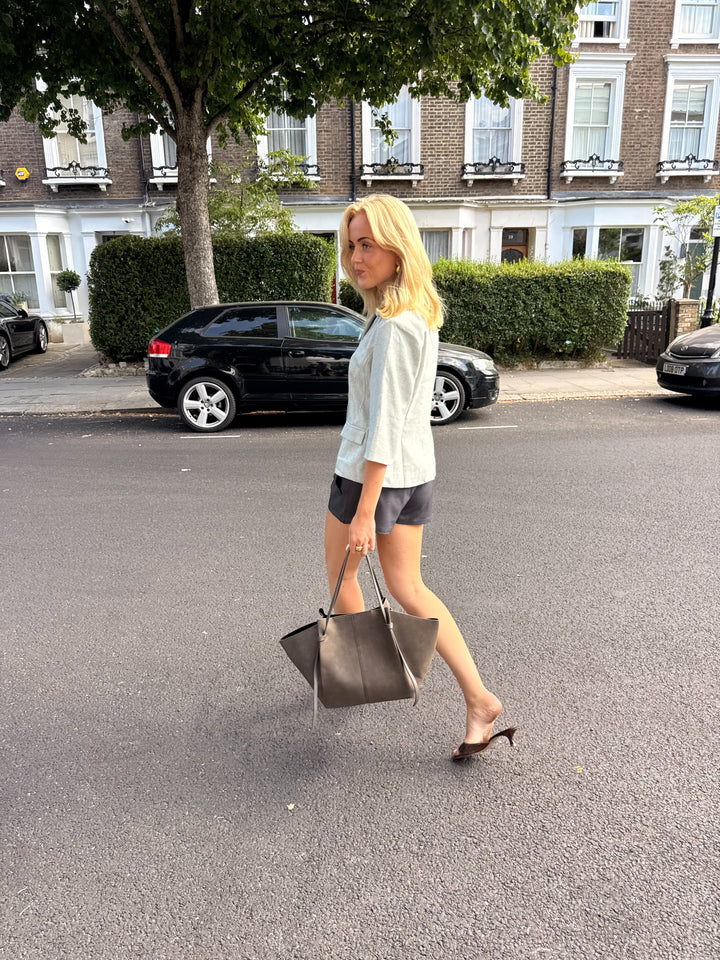Andrea Strap Bag - Faux Suede Lava Stone