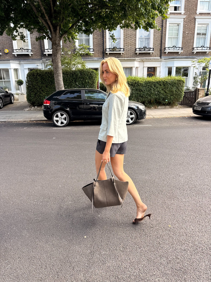 Andrea Strap Bag - Faux Suede Lava Stone