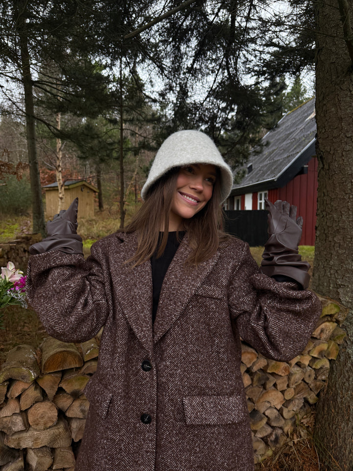 Jaida Faux Leather Long Gloves - Dark Brown