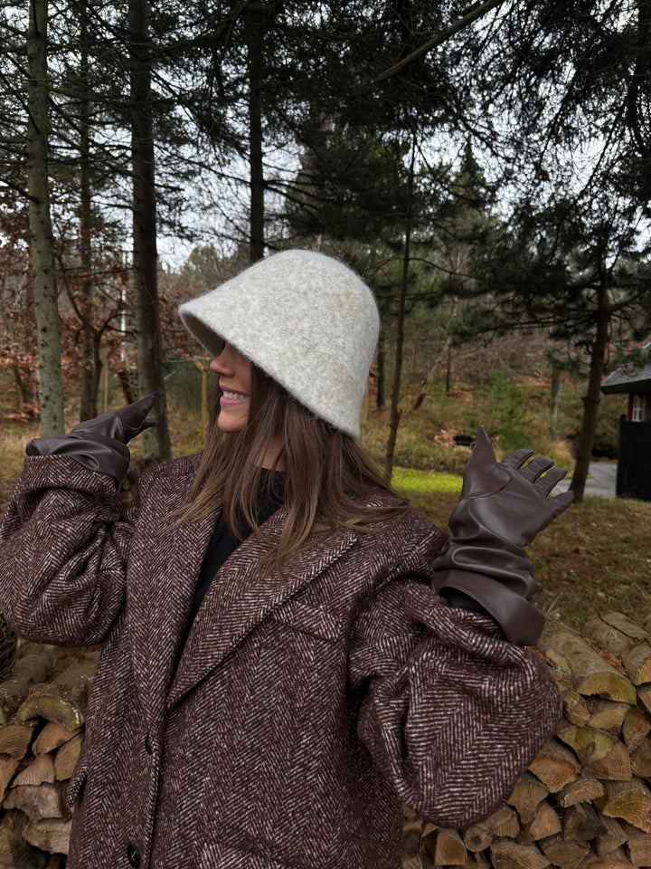 Jaida Faux Leather Long Gloves - Dark Brown