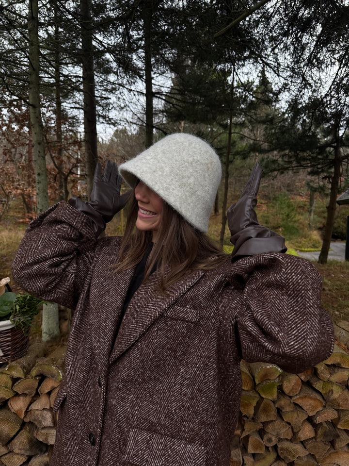 Jaida Faux Leather Long Gloves - Dark Brown