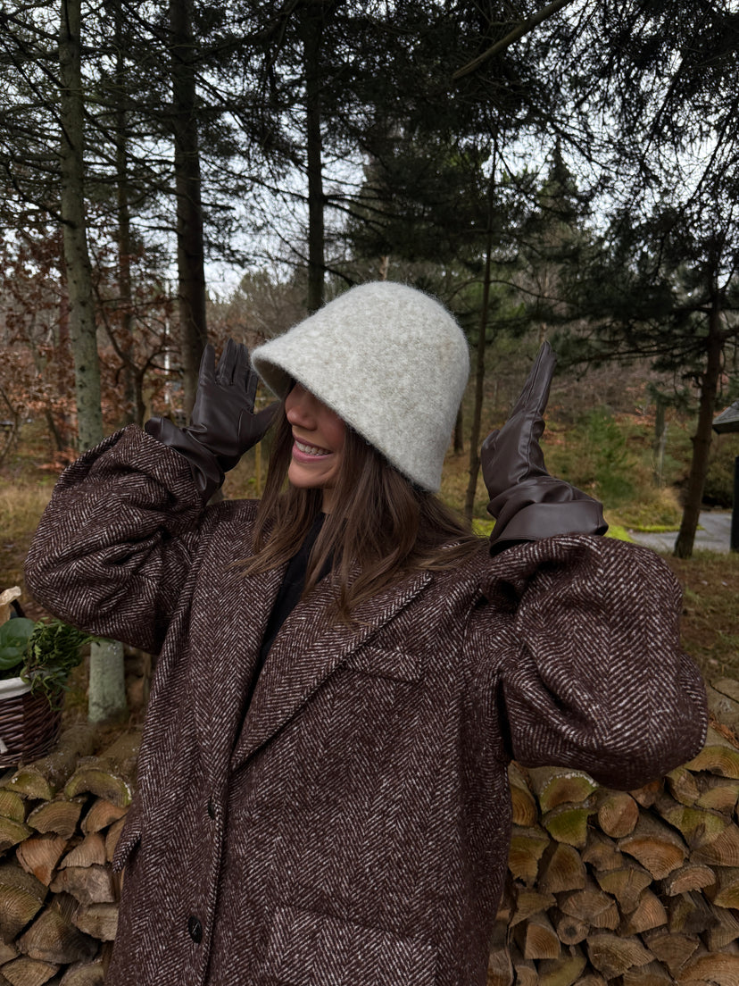 Jaida Faux Leather Long Gloves - Dark Brown