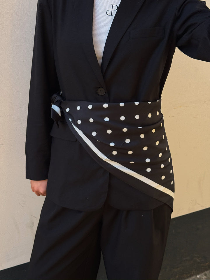 Large Satin Scarf - Black Dot