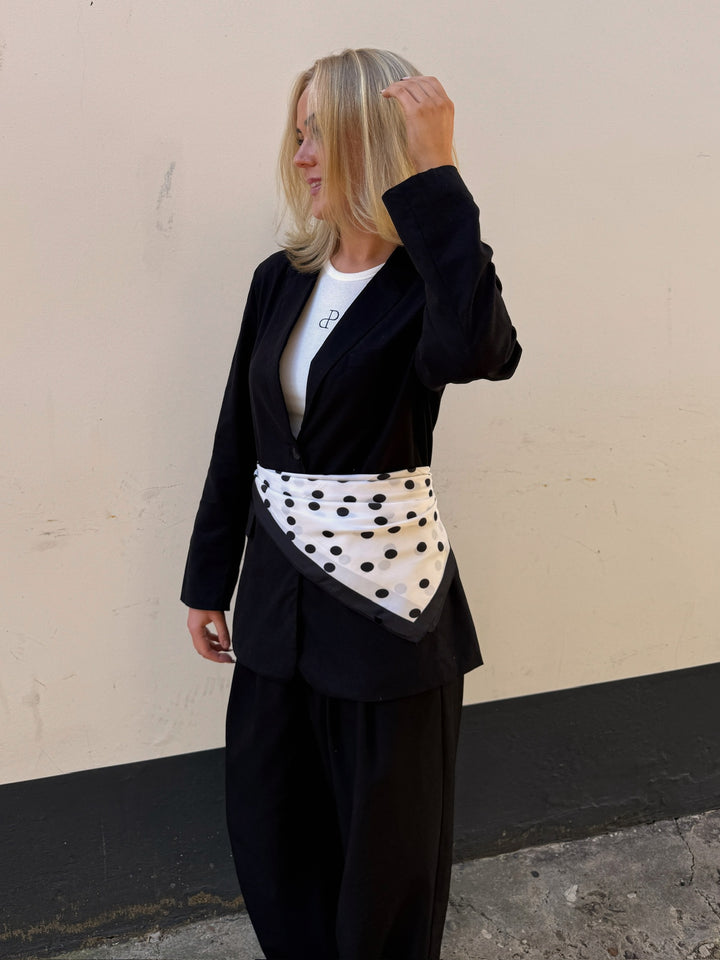 Medium Satin Scarf - White Dot