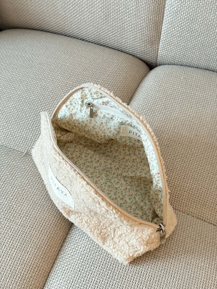Teddy Makeup Bag Medium - Beige