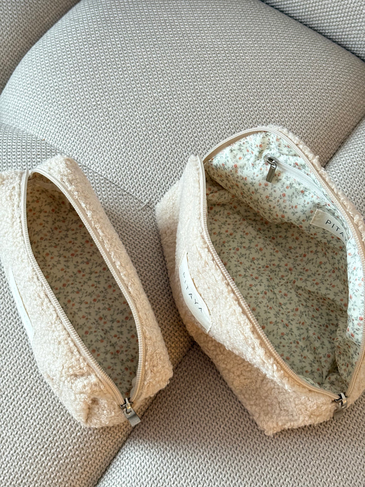 Teddy Makeup Bag Small - Beige