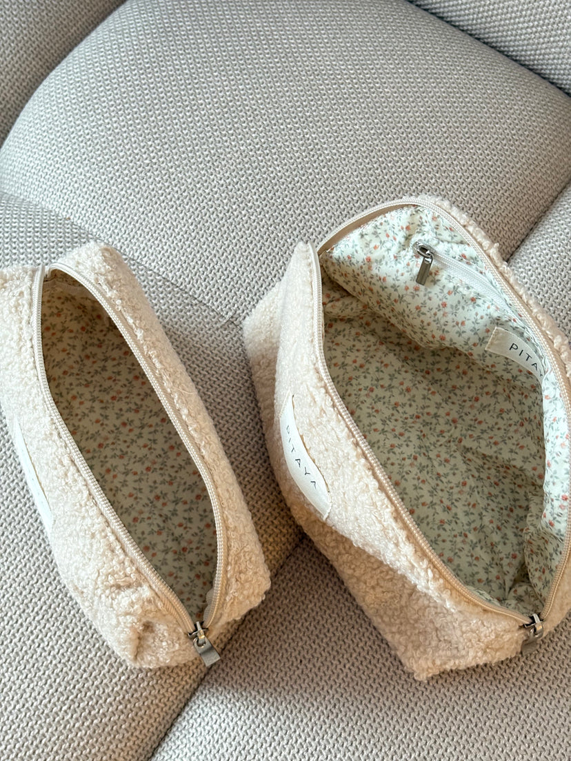 Teddy Makeup Bag Small - Beige