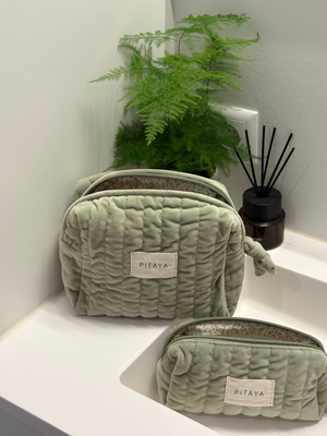 Velvet Makeup Bag Medium - Pistachio