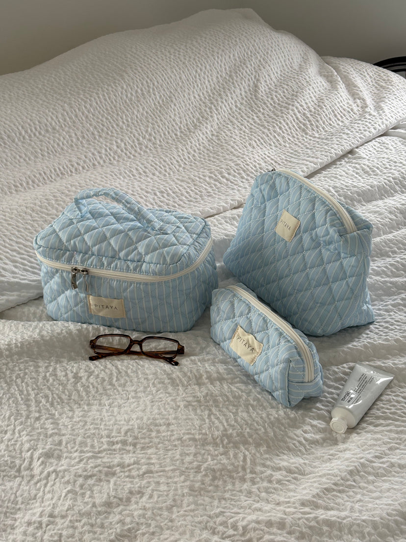 Small Makeup Bag - Blue Stripe