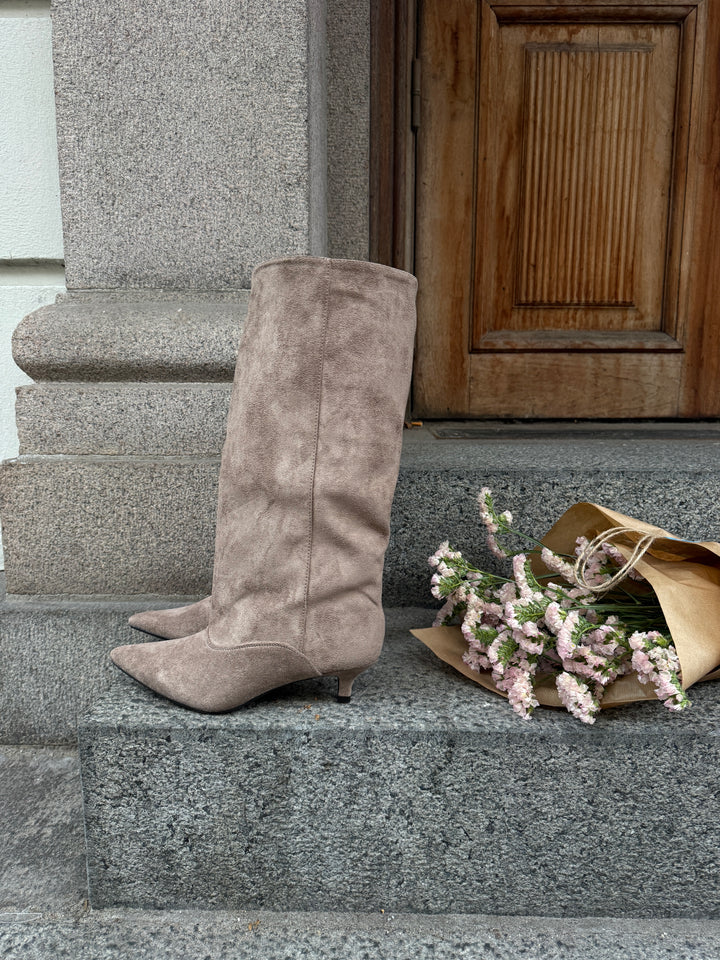 Jami Faux Suede Boots - Taupe