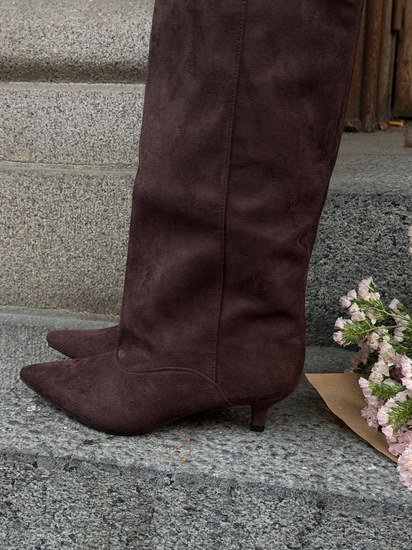 Jami Faux Suede Boots - Dark Brown