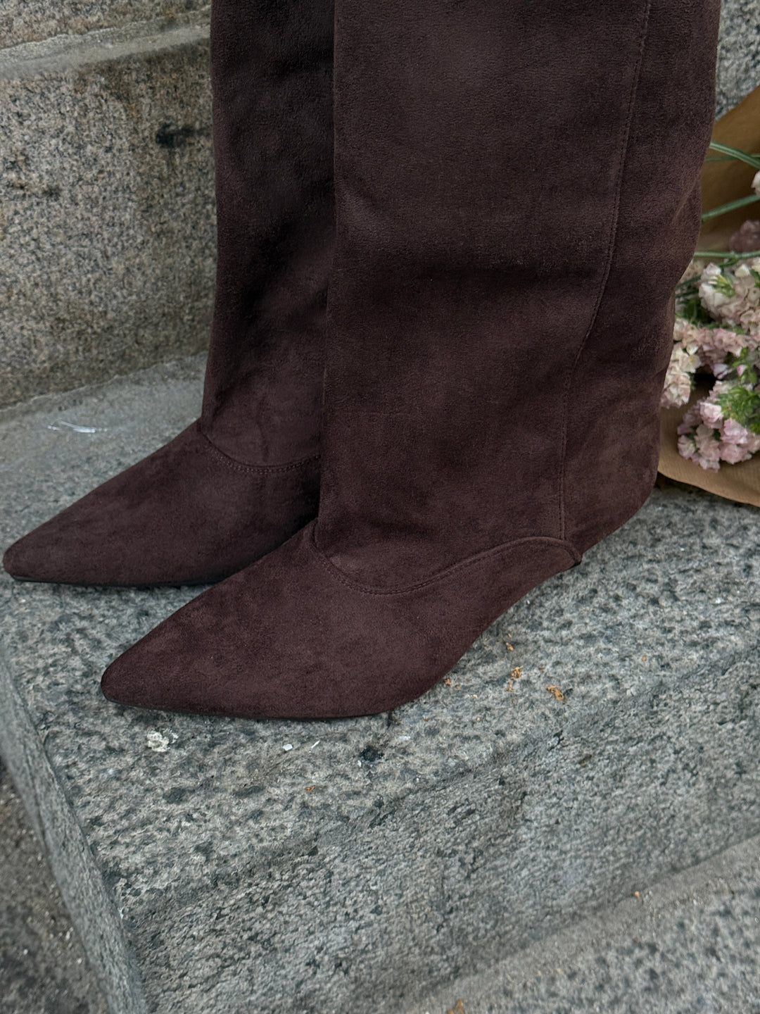 Jami Faux Suede Boots - Dark Brown