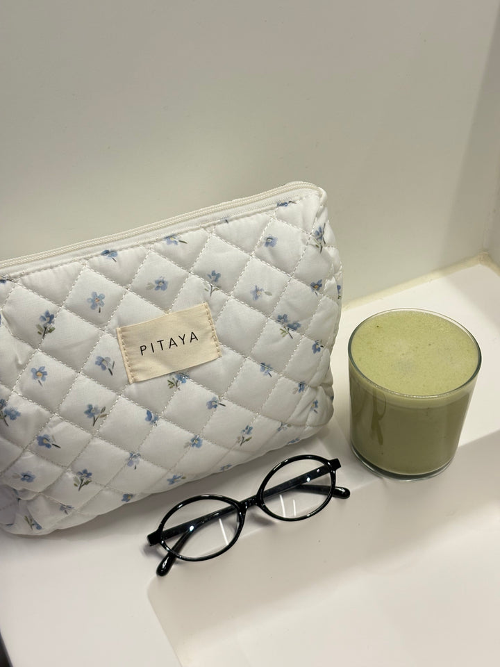 Medium Makeup Bag - White Cute Flower