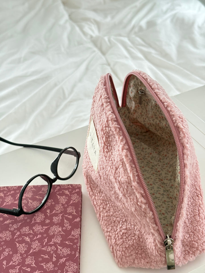Teddy Makeup Bag Medium - Dusty Pink