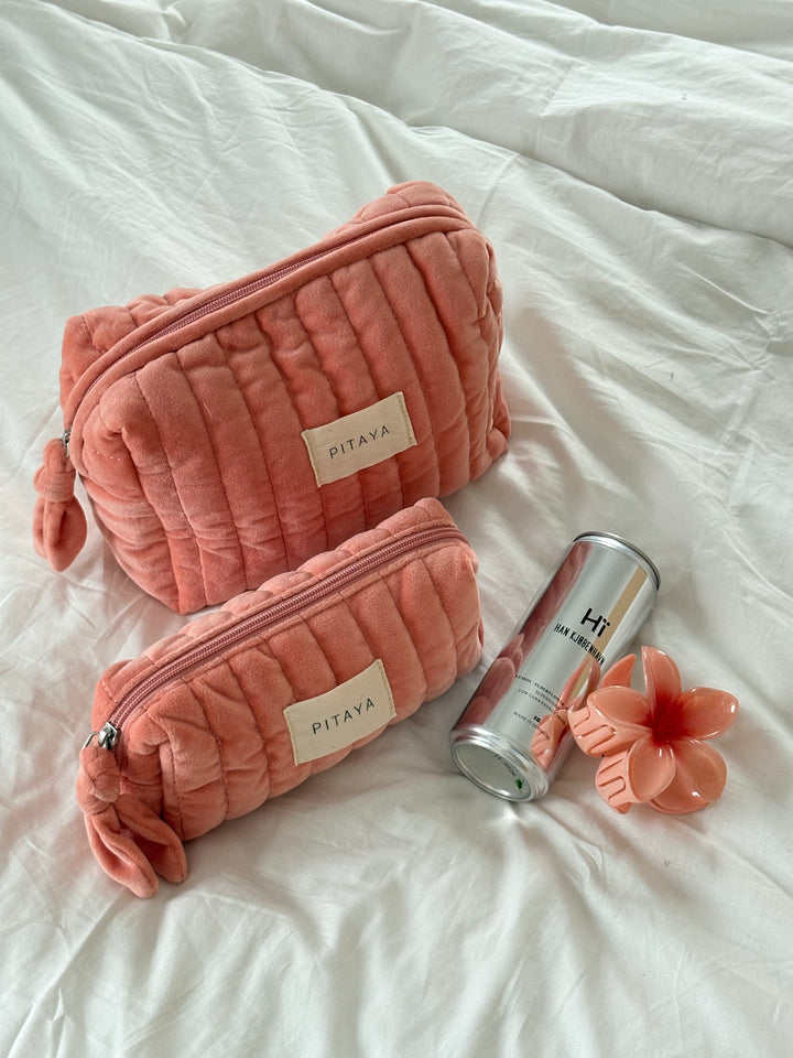 Velvet Makeup Bag Small - Dusty Coral